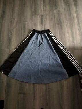 Black & Blue Panel A-Line Skirt with Athletic Stripe